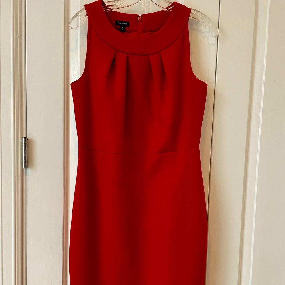 Talbots Red Sleeveless Classic Career Sheath Dress Women's Size 6